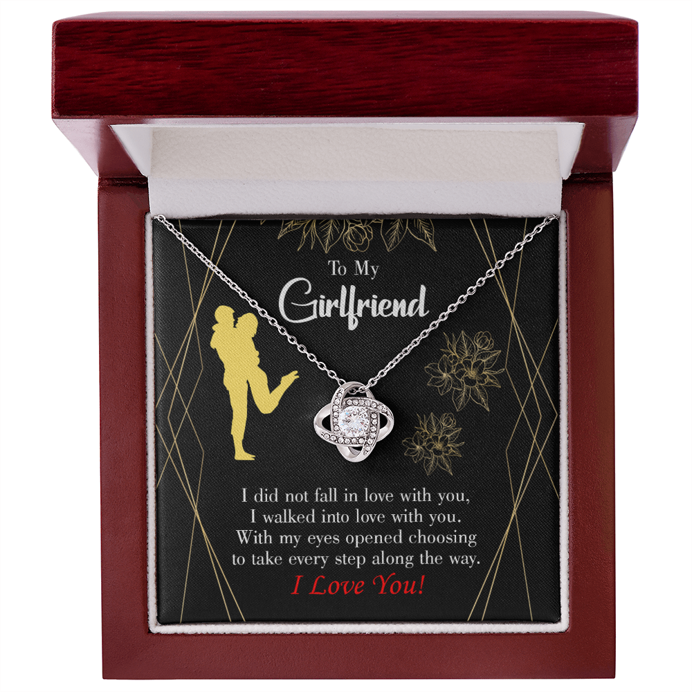 To My Girlfriend Walked Into Love Infinity Knot Necklace Message Card-Express Your Love Gifts