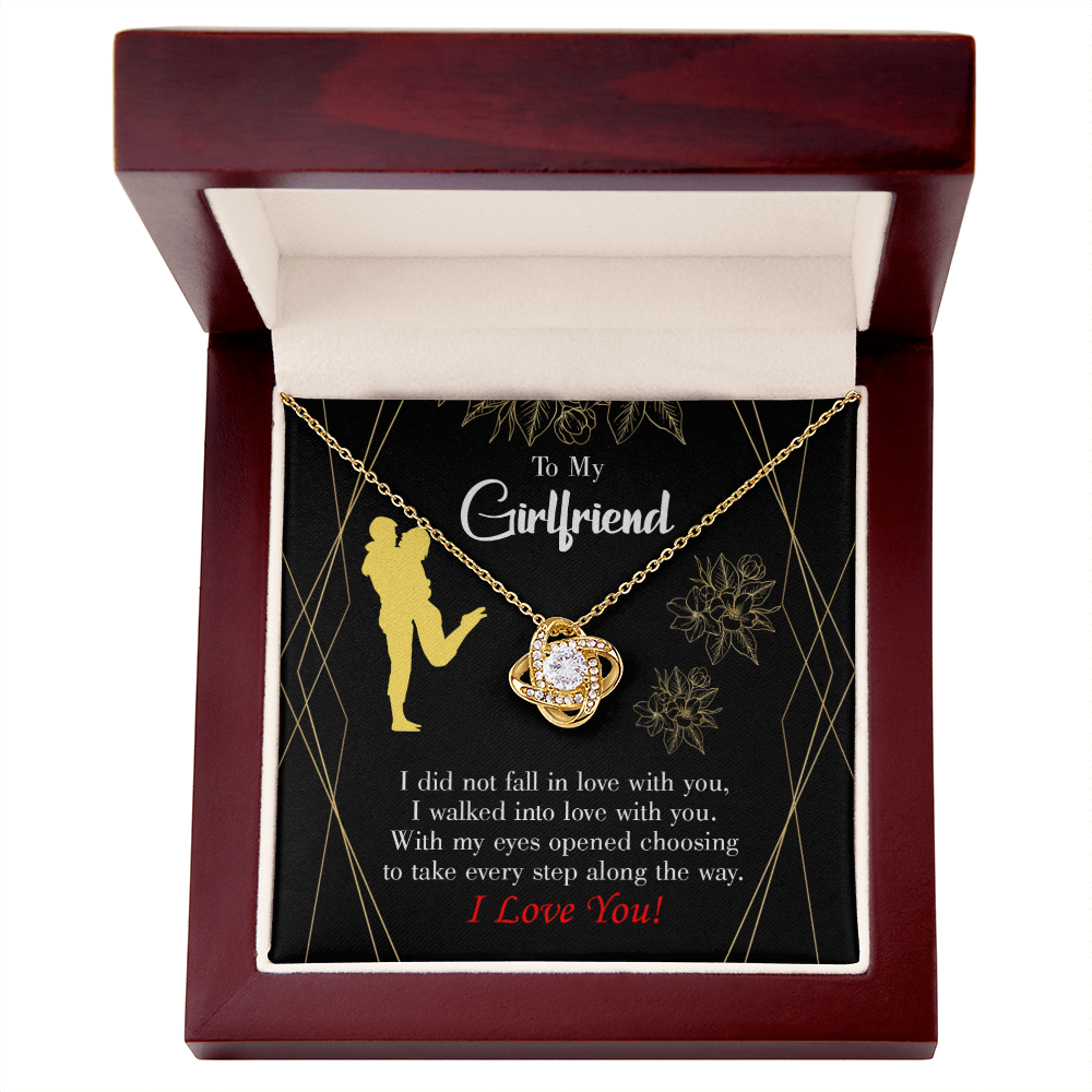 To My Girlfriend Walked Into Love Infinity Knot Necklace Message Card-Express Your Love Gifts