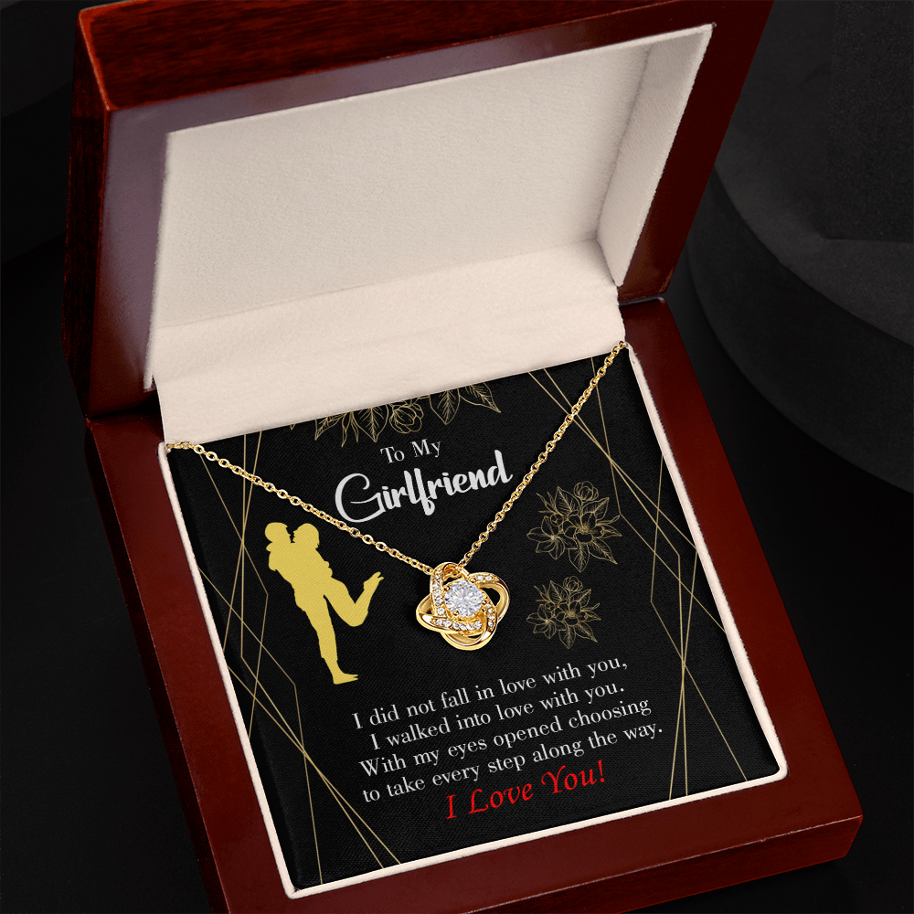 To My Girlfriend Walked Into Love Infinity Knot Necklace Message Card-Express Your Love Gifts