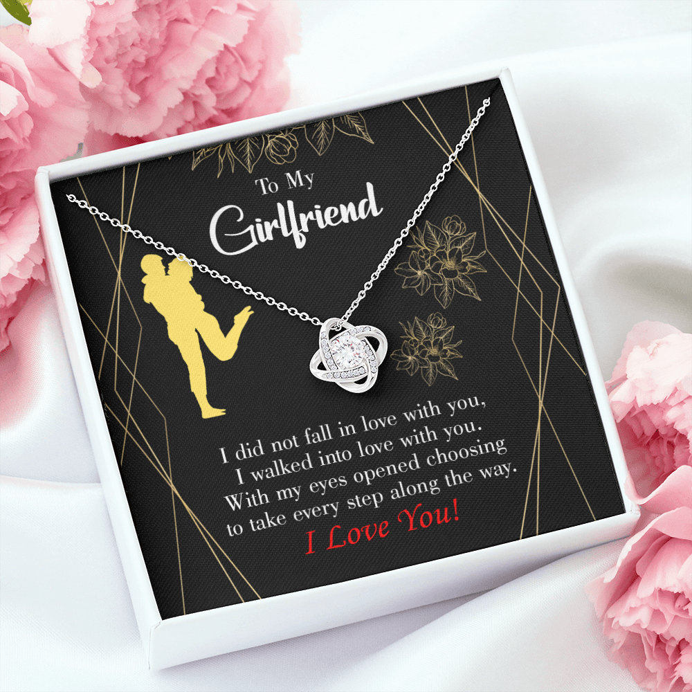 To My Girlfriend Walked Into Love Infinity Knot Necklace Message Card-Express Your Love Gifts