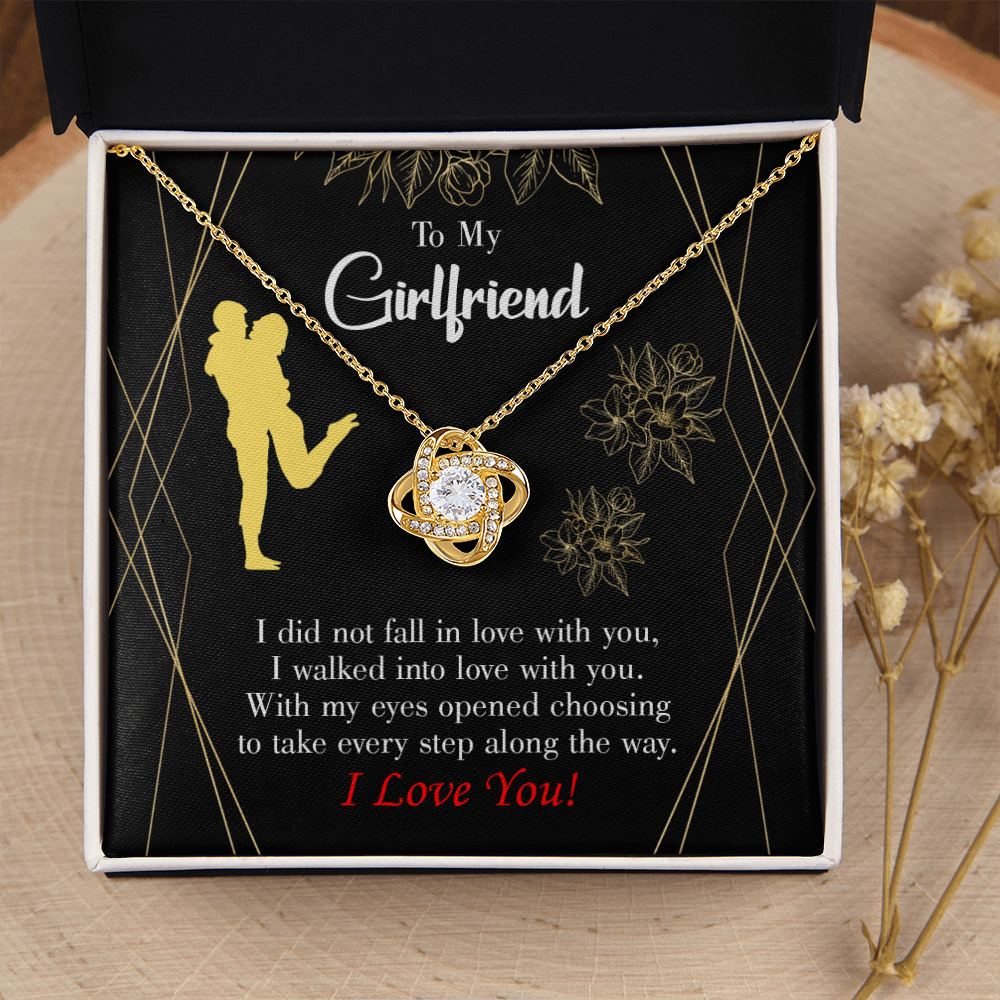 To My Girlfriend Walked Into Love Infinity Knot Necklace Message Card-Express Your Love Gifts