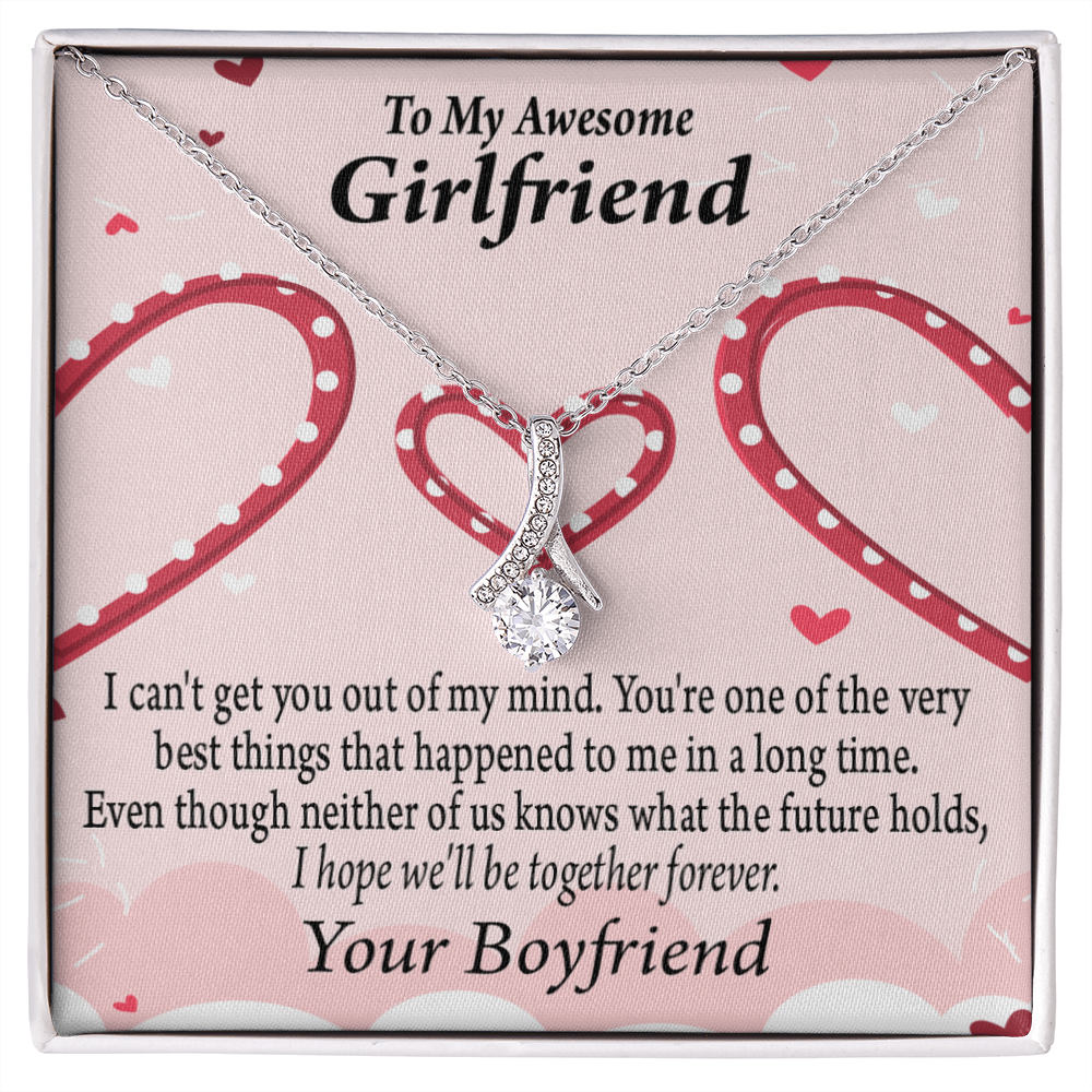 To My Girlfriend We'll Be Together Forever Alluring Ribbon Necklace Message Card-Express Your Love Gifts