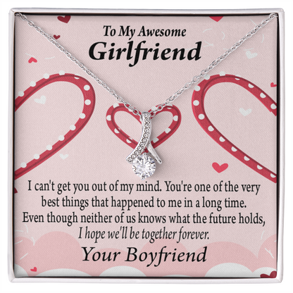To My Girlfriend We'll Be Together Forever Alluring Ribbon Necklace Message Card-Express Your Love Gifts