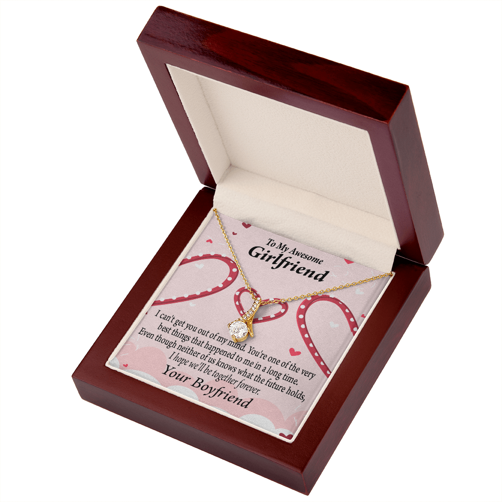 To My Girlfriend We'll Be Together Forever Alluring Ribbon Necklace Message Card-Express Your Love Gifts