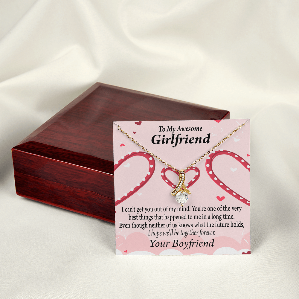 To My Girlfriend We'll Be Together Forever Alluring Ribbon Necklace Message Card-Express Your Love Gifts