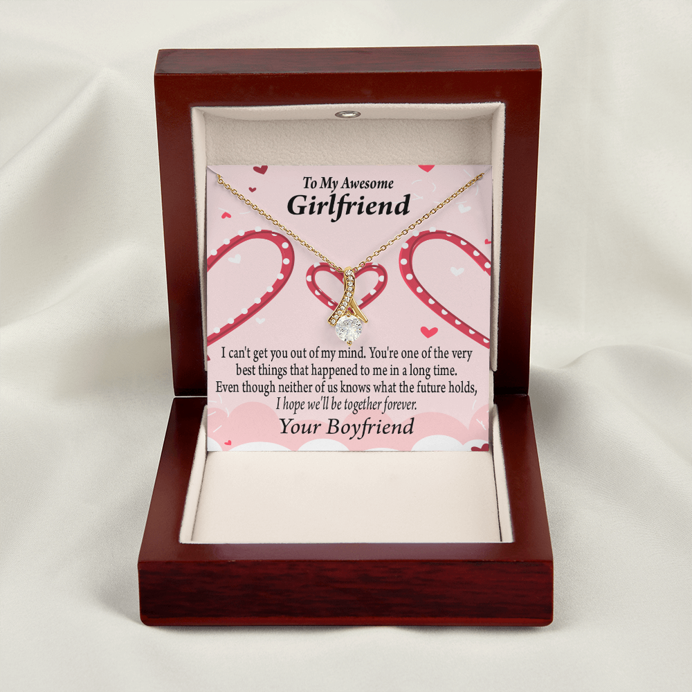 To My Girlfriend We'll Be Together Forever Alluring Ribbon Necklace Message Card-Express Your Love Gifts