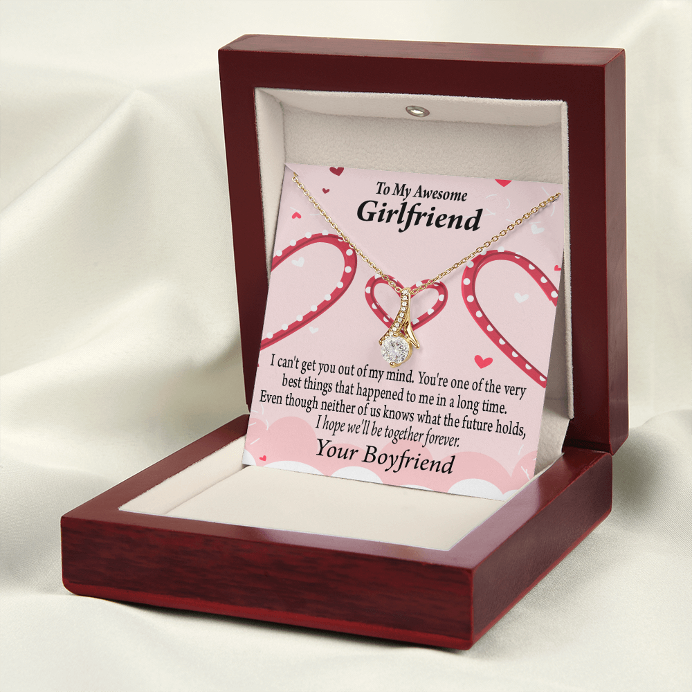 To My Girlfriend We'll Be Together Forever Alluring Ribbon Necklace Message Card-Express Your Love Gifts