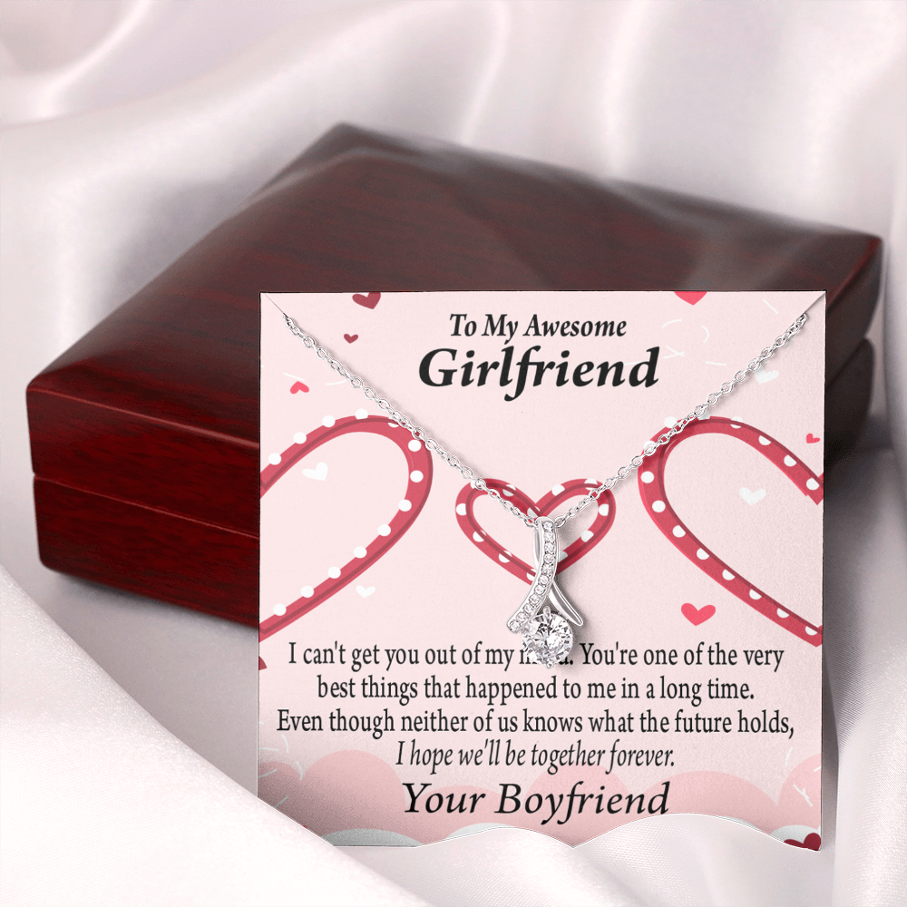 To My Girlfriend We'll Be Together Forever Alluring Ribbon Necklace Message Card-Express Your Love Gifts