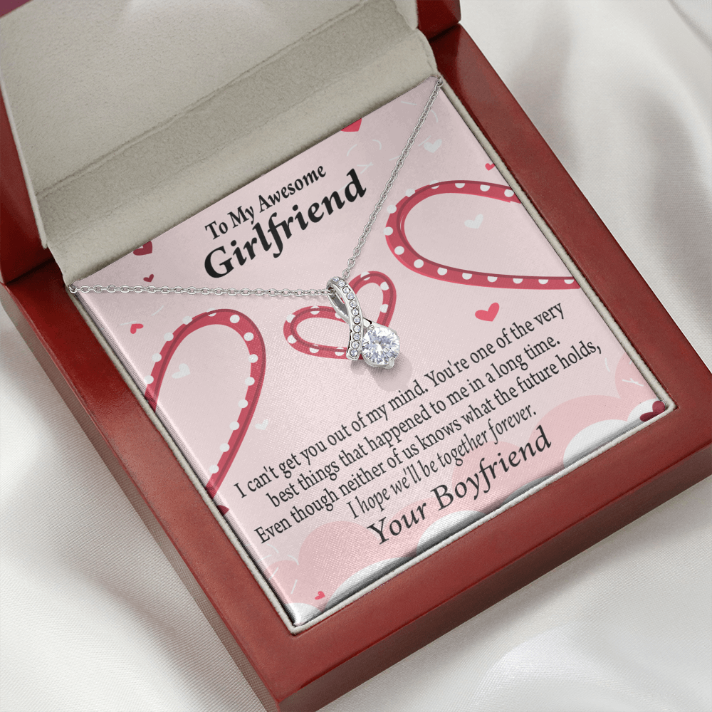 To My Girlfriend We'll Be Together Forever Alluring Ribbon Necklace Message Card-Express Your Love Gifts