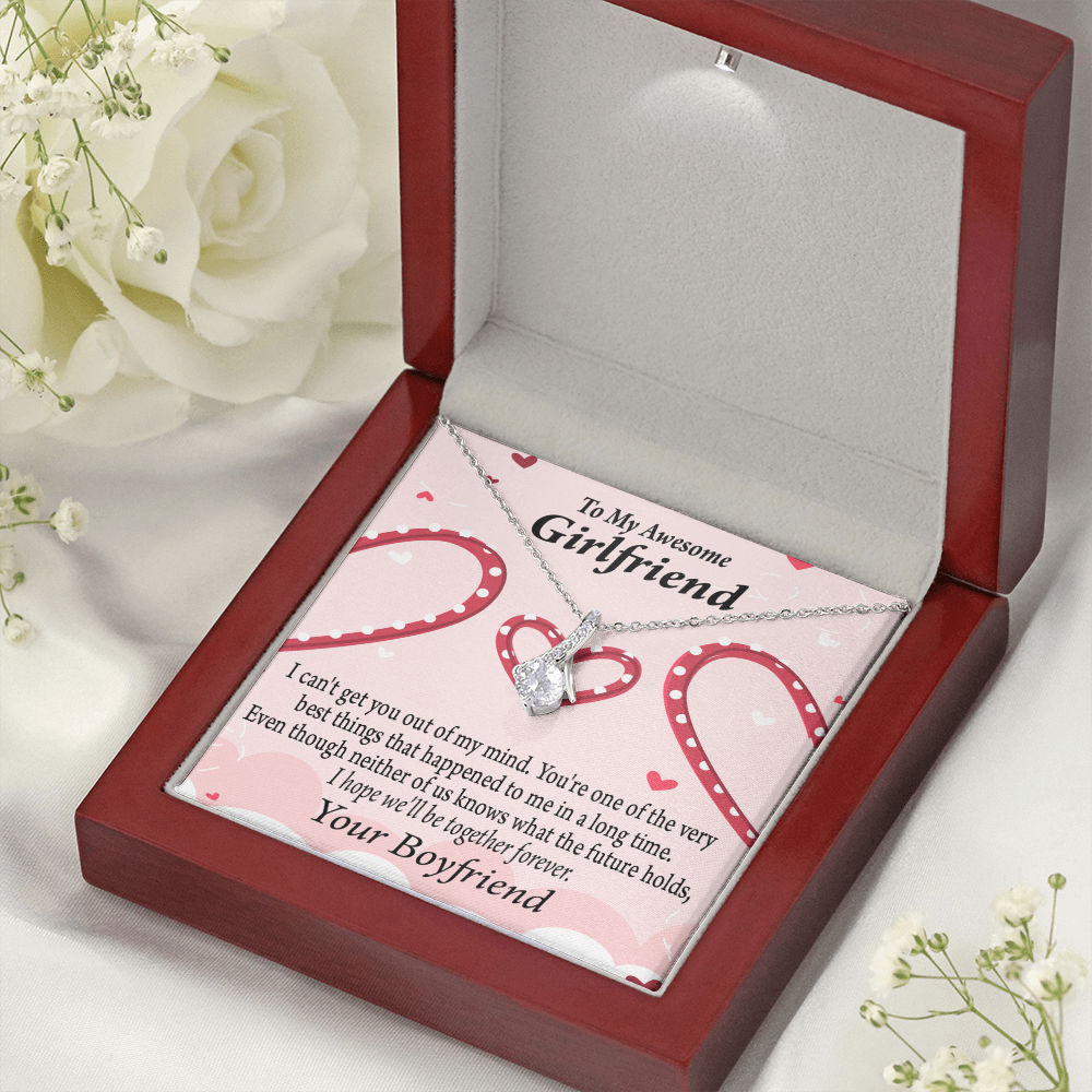 To My Girlfriend We'll Be Together Forever Alluring Ribbon Necklace Message Card-Express Your Love Gifts