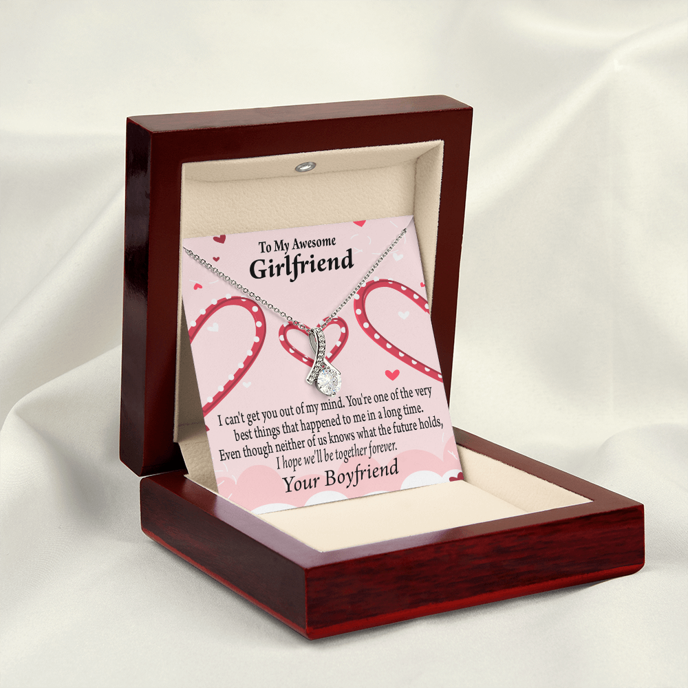 To My Girlfriend We'll Be Together Forever Alluring Ribbon Necklace Message Card-Express Your Love Gifts