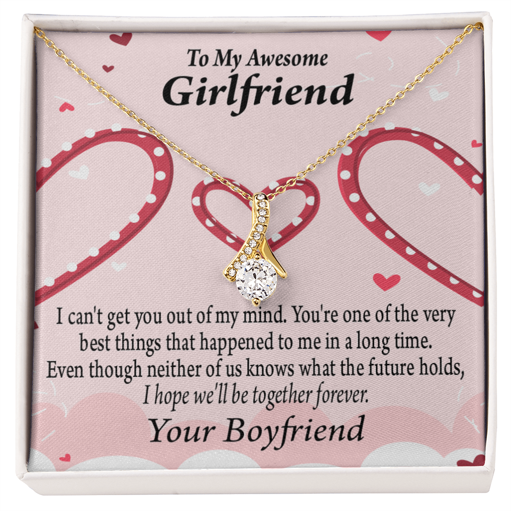 To My Girlfriend We'll Be Together Forever Alluring Ribbon Necklace Message Card-Express Your Love Gifts