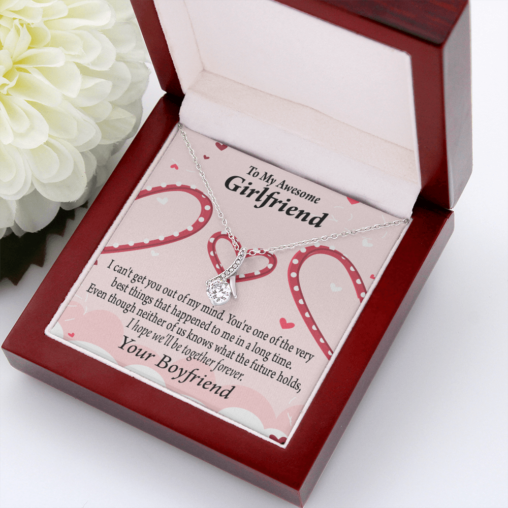 To My Girlfriend We'll Be Together Forever Alluring Ribbon Necklace Message Card-Express Your Love Gifts