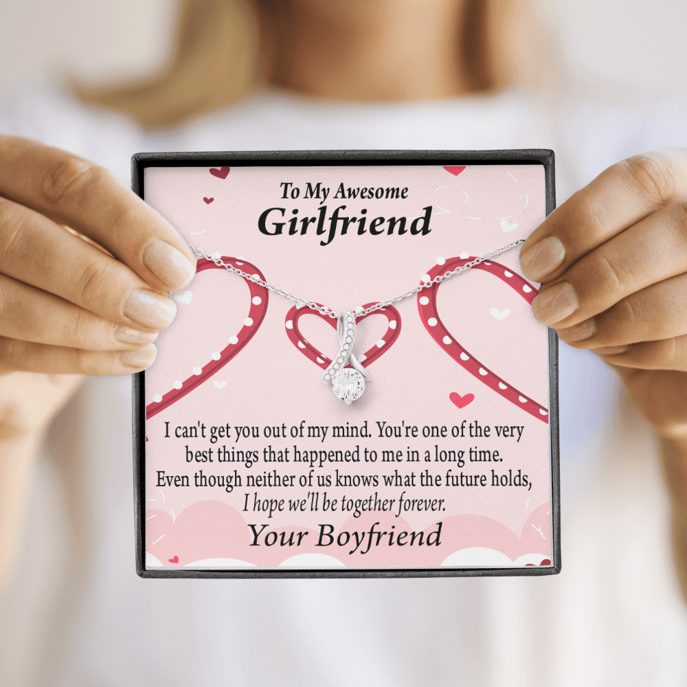 To My Girlfriend We'll Be Together Forever Alluring Ribbon Necklace Message Card-Express Your Love Gifts
