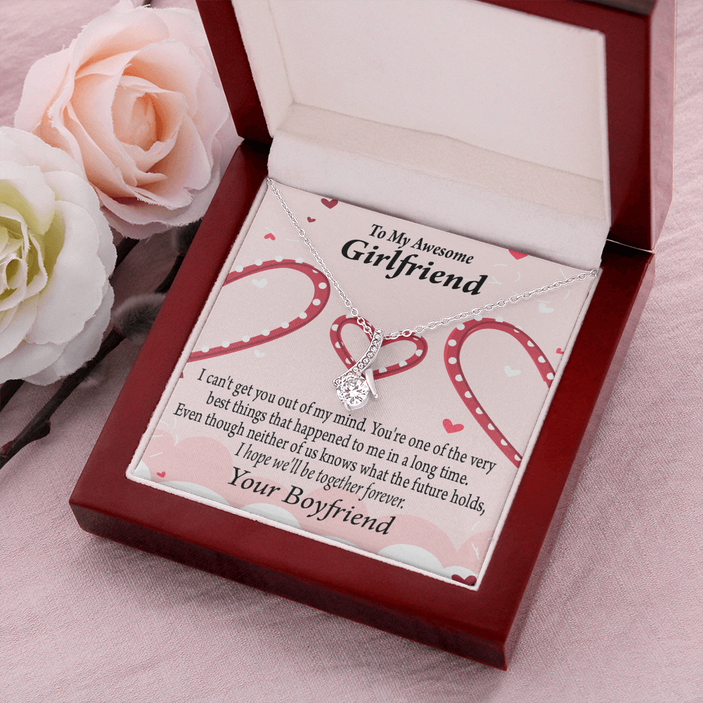 To My Girlfriend We'll Be Together Forever Alluring Ribbon Necklace Message Card-Express Your Love Gifts