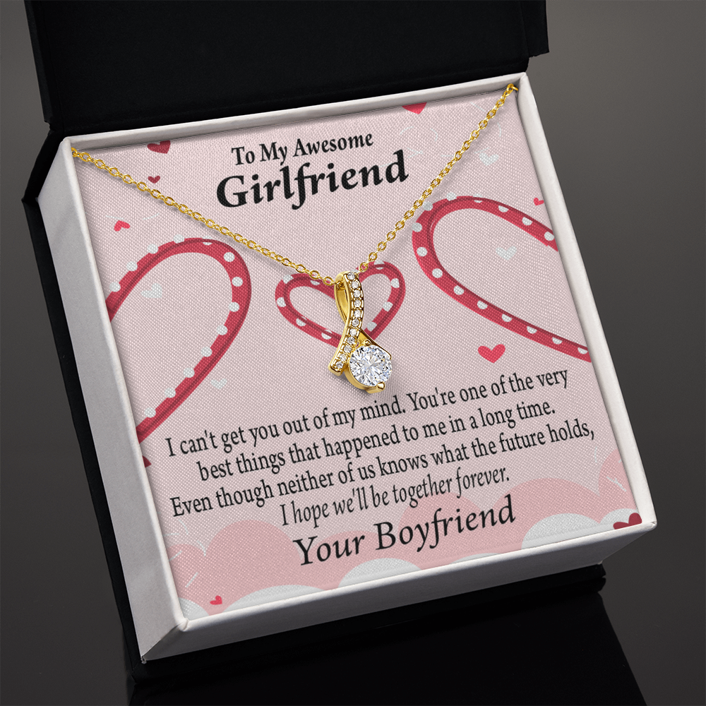 To My Girlfriend We'll Be Together Forever Alluring Ribbon Necklace Message Card-Express Your Love Gifts