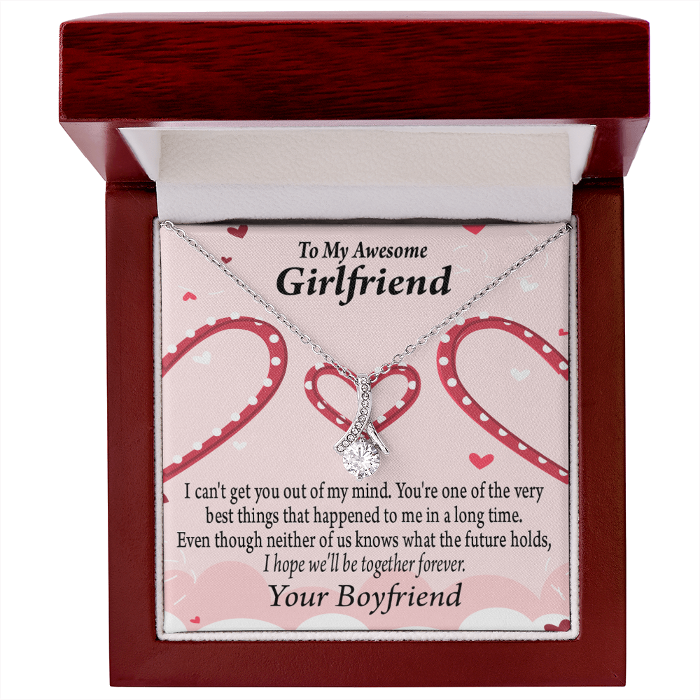 To My Girlfriend We'll Be Together Forever Alluring Ribbon Necklace Message Card-Express Your Love Gifts