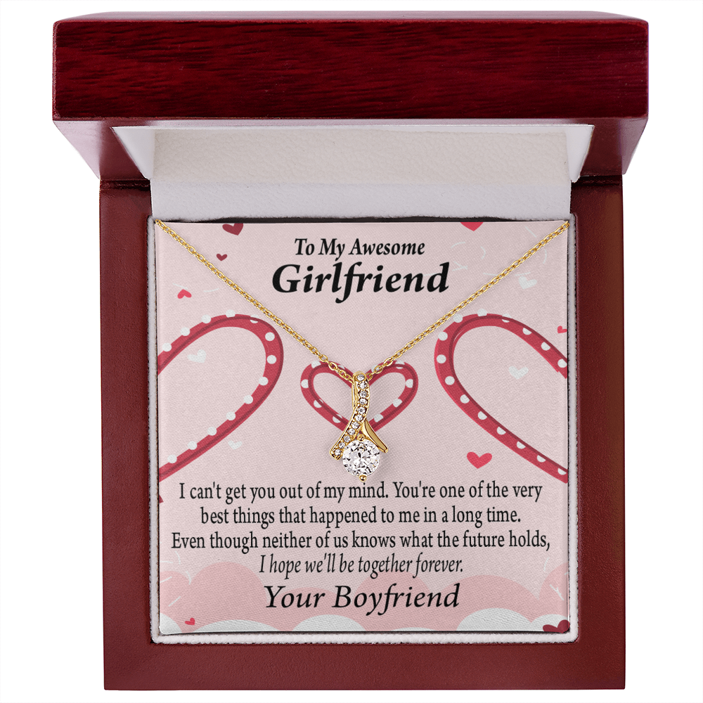 To My Girlfriend We'll Be Together Forever Alluring Ribbon Necklace Message Card-Express Your Love Gifts