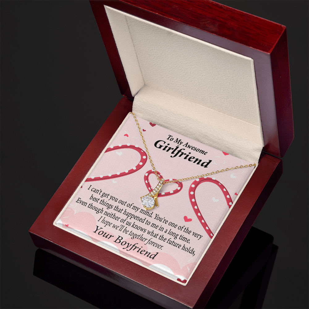To My Girlfriend We'll Be Together Forever Alluring Ribbon Necklace Message Card-Express Your Love Gifts