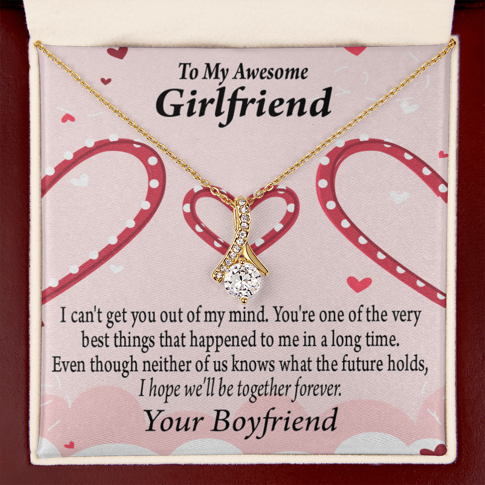 To My Girlfriend We'll Be Together Forever Alluring Ribbon Necklace Message Card-Express Your Love Gifts