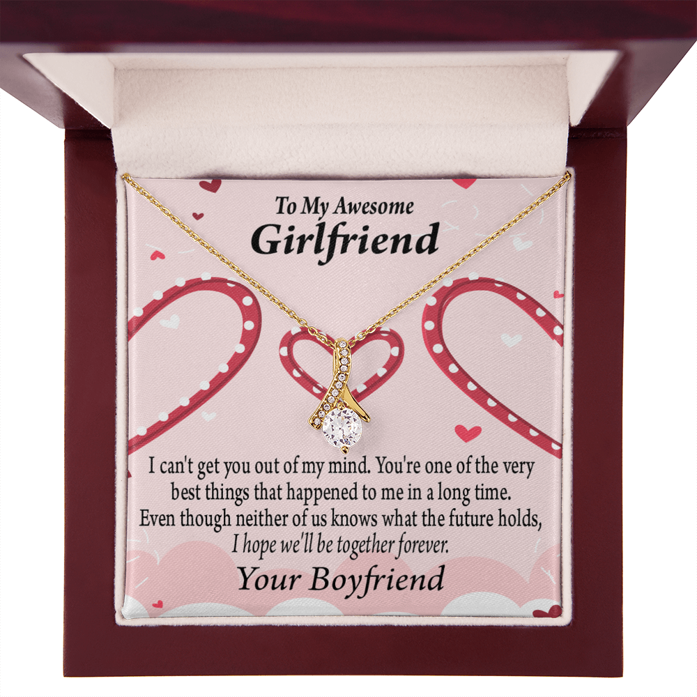 To My Girlfriend We'll Be Together Forever Alluring Ribbon Necklace Message Card-Express Your Love Gifts