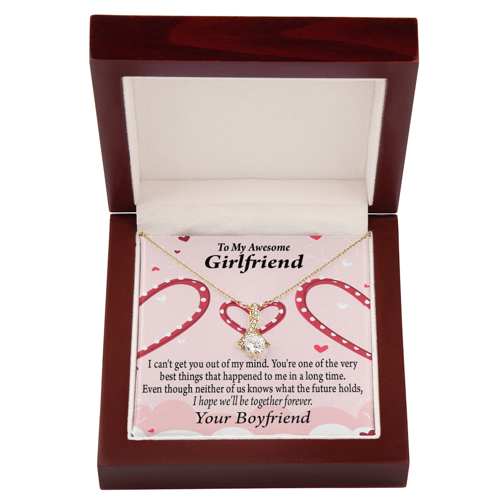To My Girlfriend We'll Be Together Forever Alluring Ribbon Necklace Message Card-Express Your Love Gifts
