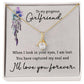 To My Girlfriend When I Look in Your Eyes Alluring Ribbon Necklace Message Card-Express Your Love Gifts