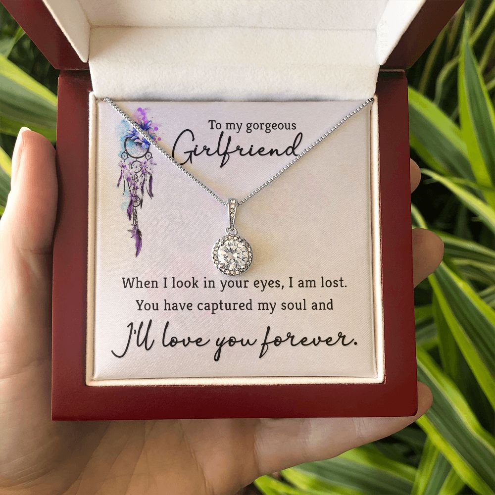 To My Girlfriend When I Look in Your Eyes Eternal Hope Necklace Message Card-Express Your Love Gifts