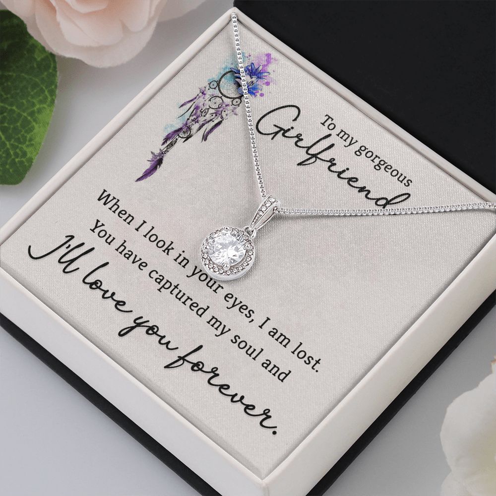 To My Girlfriend When I Look in Your Eyes Eternal Hope Necklace Message Card-Express Your Love Gifts