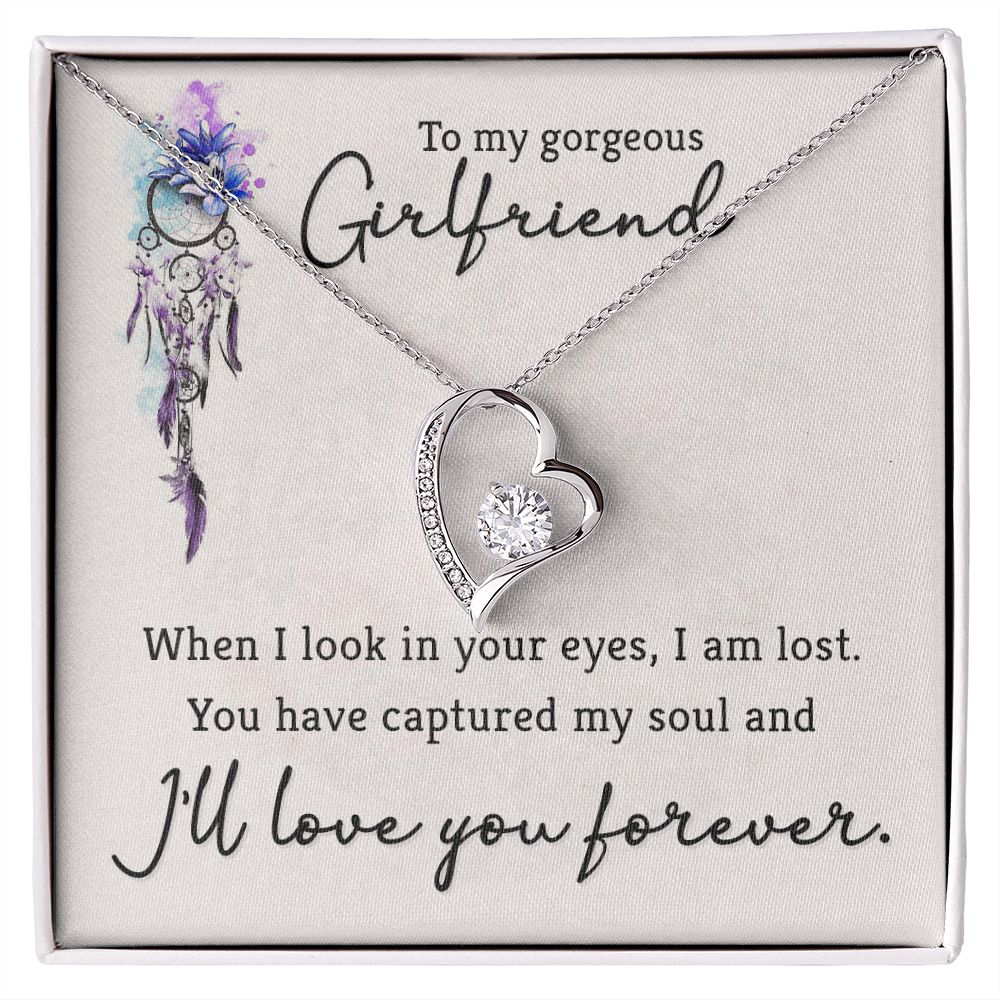 To My Girlfriend When I Look in Your Eyes Forever Necklace w Message Card-Express Your Love Gifts