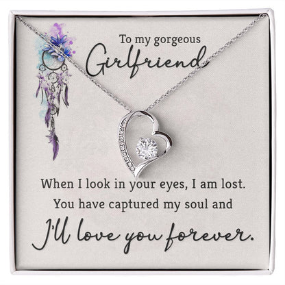 To My Girlfriend When I Look in Your Eyes Forever Necklace w Message Card-Express Your Love Gifts