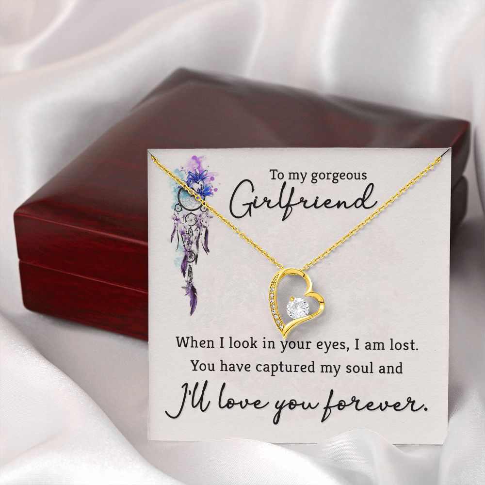 To My Girlfriend When I Look in Your Eyes Forever Necklace w Message Card-Express Your Love Gifts