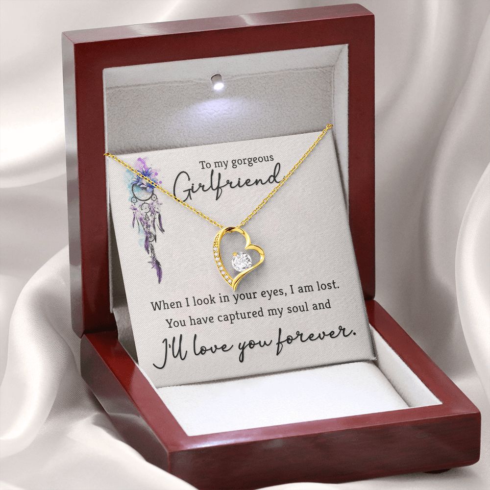 To My Girlfriend When I Look in Your Eyes Forever Necklace w Message Card-Express Your Love Gifts