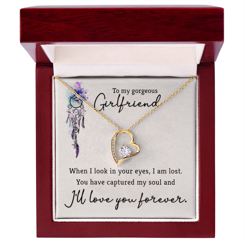 To My Girlfriend When I Look in Your Eyes Forever Necklace w Message Card-Express Your Love Gifts