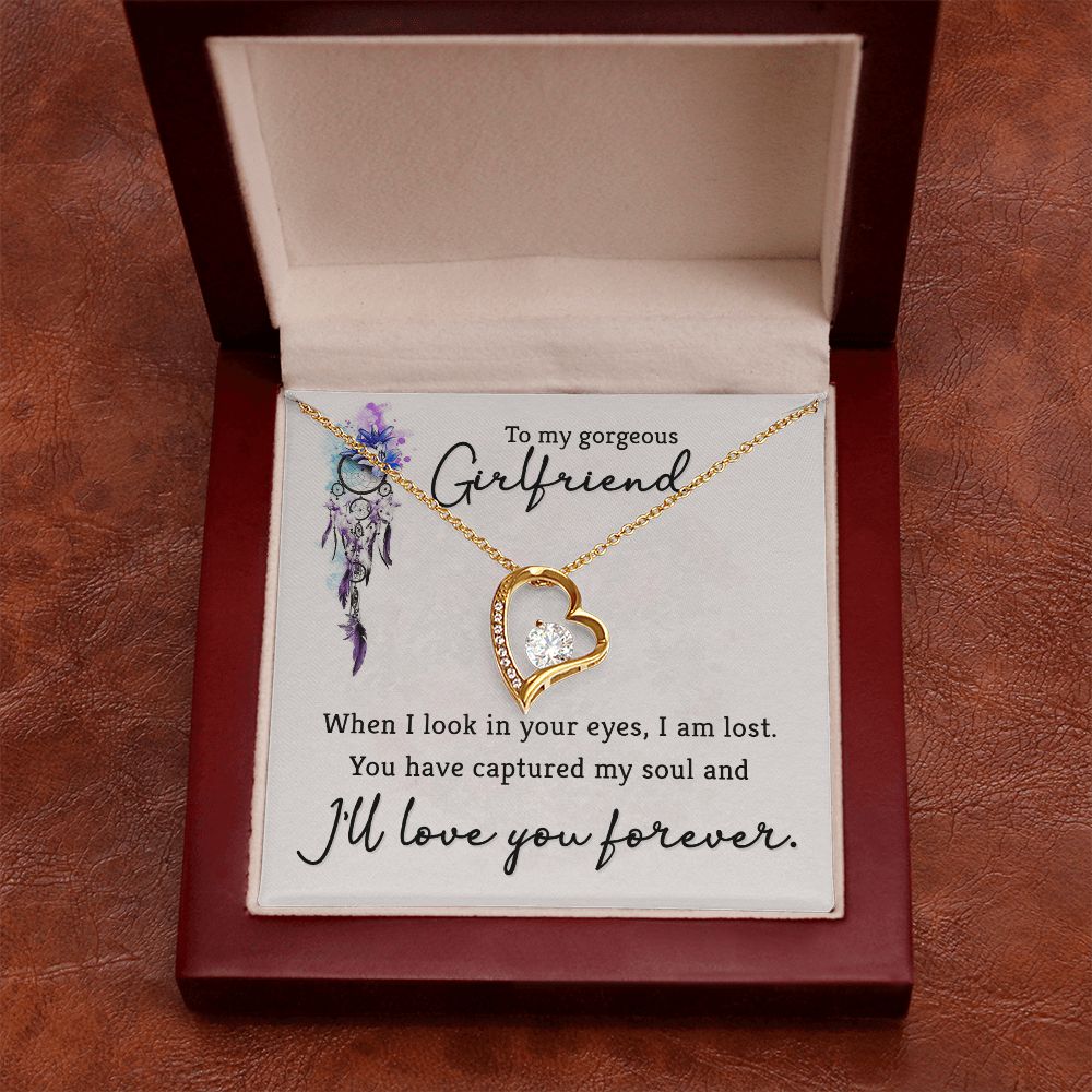 To My Girlfriend When I Look in Your Eyes Forever Necklace w Message Card-Express Your Love Gifts