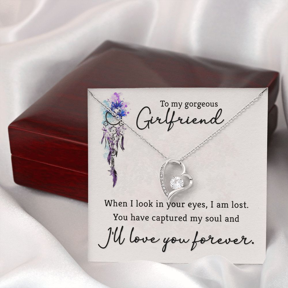 To My Girlfriend When I Look in Your Eyes Forever Necklace w Message Card-Express Your Love Gifts
