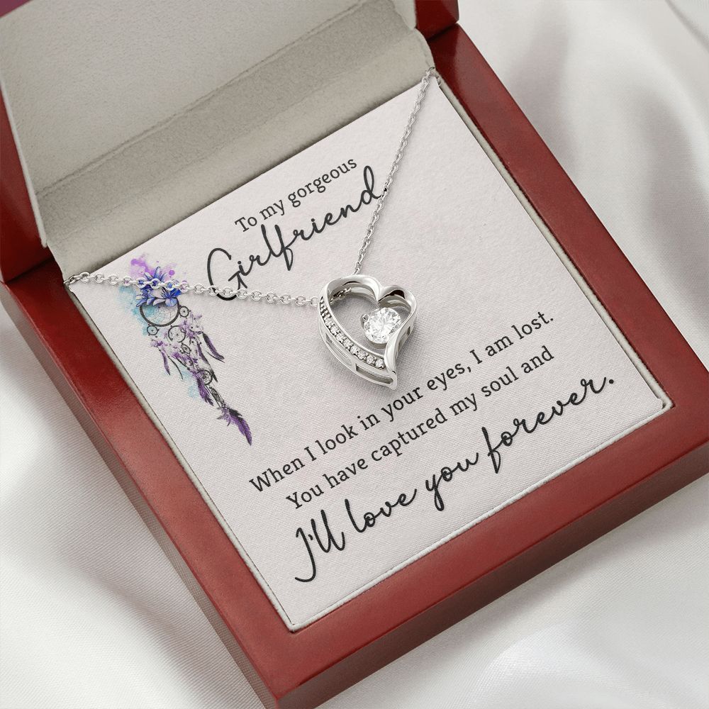 To My Girlfriend When I Look in Your Eyes Forever Necklace w Message Card-Express Your Love Gifts