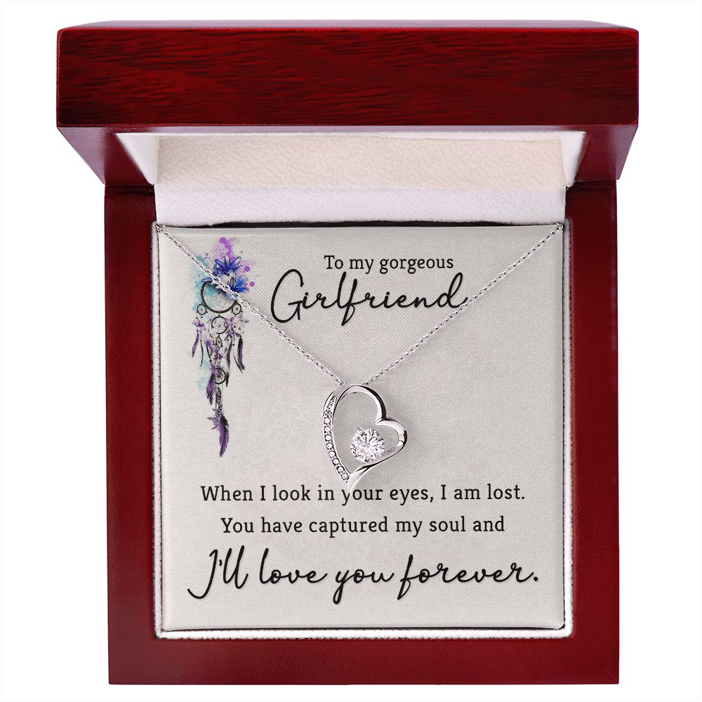 To My Girlfriend When I Look in Your Eyes Forever Necklace w Message Card-Express Your Love Gifts