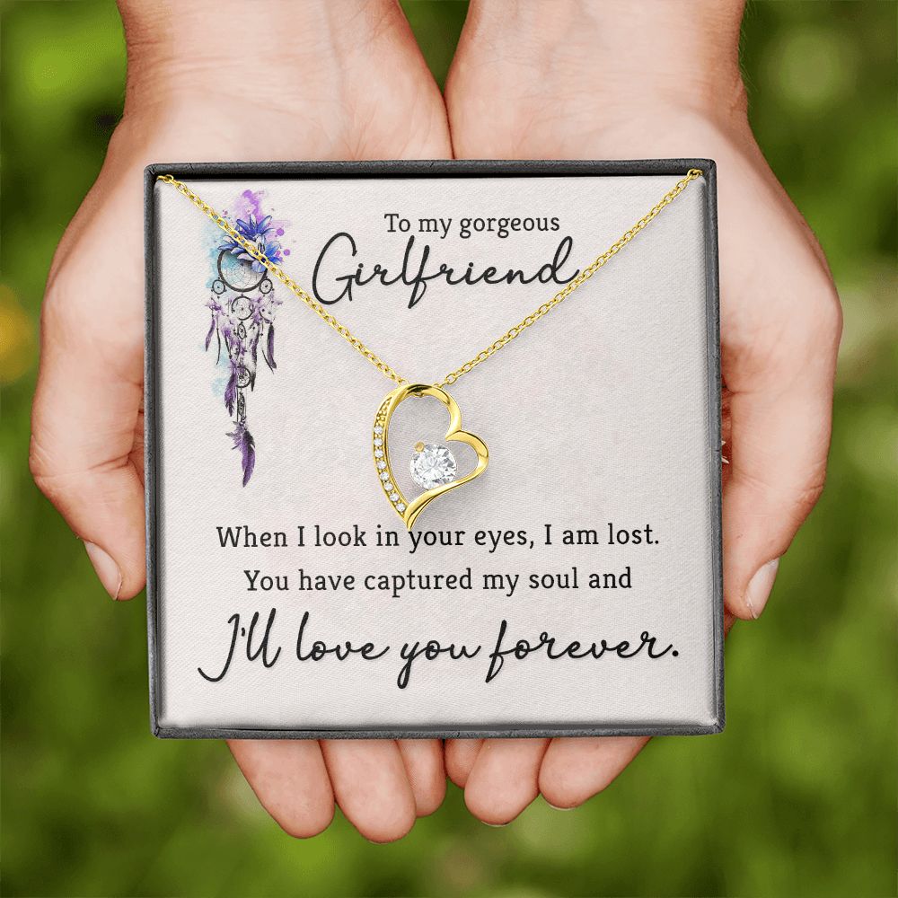 To My Girlfriend When I Look in Your Eyes Forever Necklace w Message Card-Express Your Love Gifts