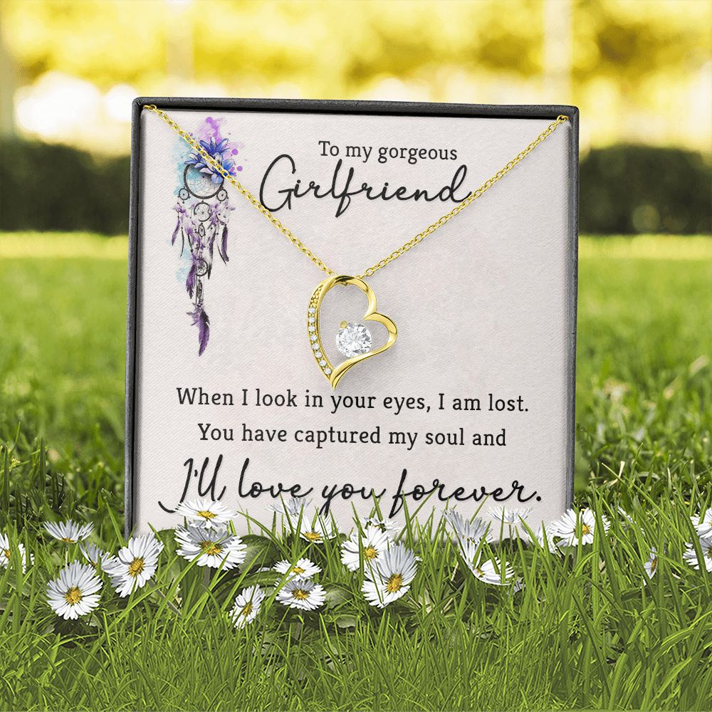 To My Girlfriend When I Look in Your Eyes Forever Necklace w Message Card-Express Your Love Gifts