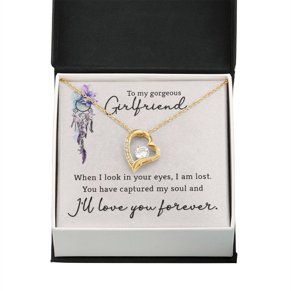 To My Girlfriend When I Look in Your Eyes Forever Necklace w Message Card-Express Your Love Gifts
