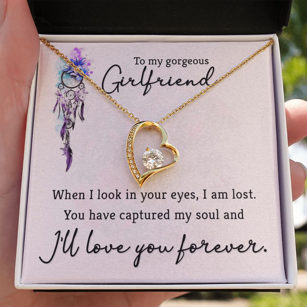 To My Girlfriend When I Look in Your Eyes Forever Necklace w Message Card-Express Your Love Gifts