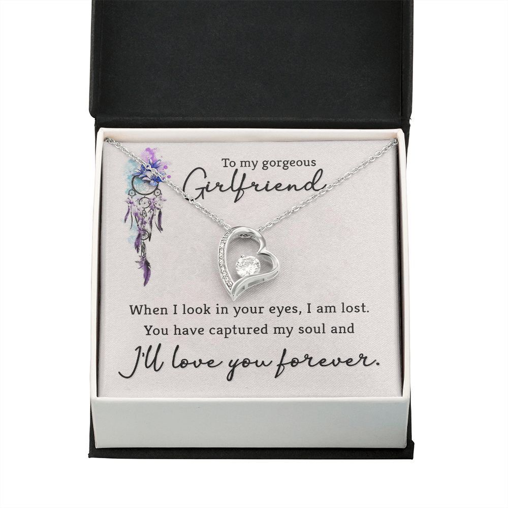 To My Girlfriend When I Look in Your Eyes Forever Necklace w Message Card-Express Your Love Gifts