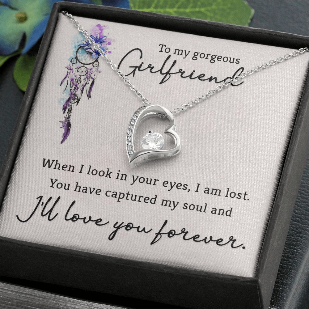 To My Girlfriend When I Look in Your Eyes Forever Necklace w Message Card-Express Your Love Gifts