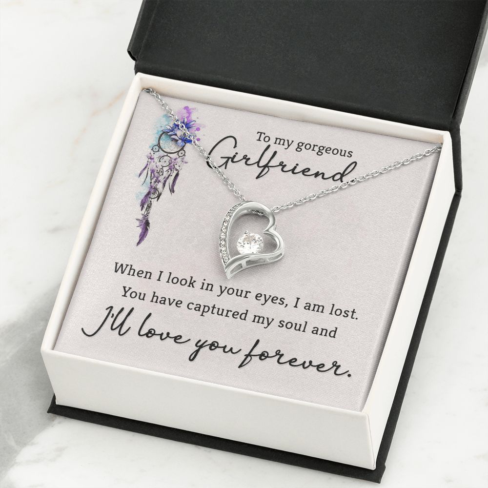 To My Girlfriend When I Look in Your Eyes Forever Necklace w Message Card-Express Your Love Gifts