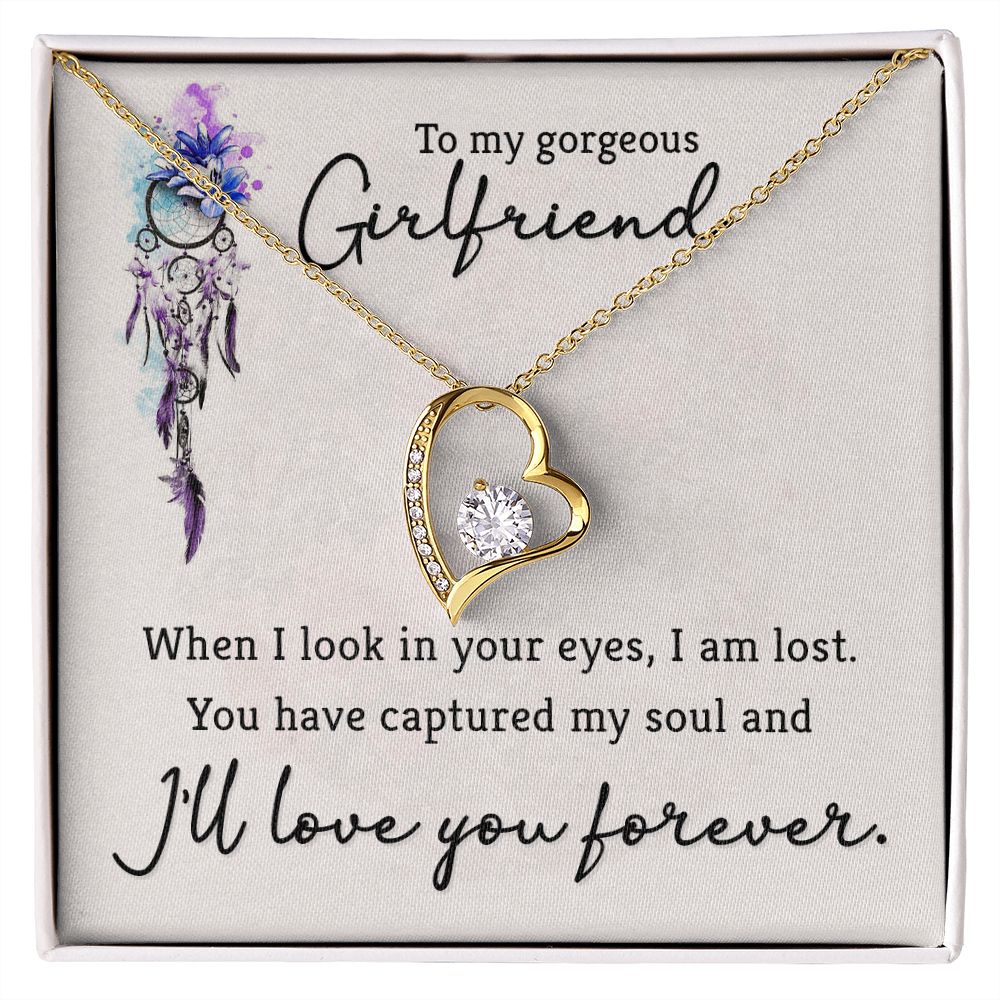 To My Girlfriend When I Look in Your Eyes Forever Necklace w Message Card-Express Your Love Gifts