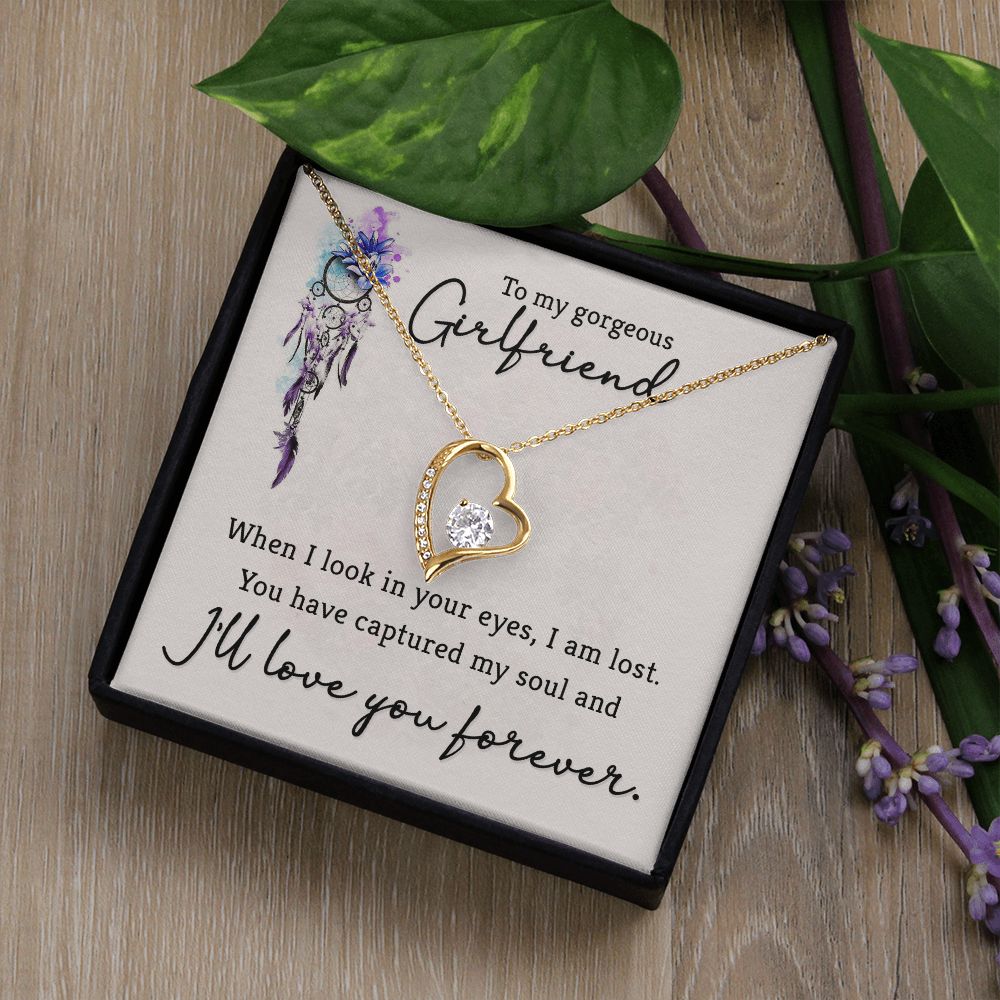 To My Girlfriend When I Look in Your Eyes Forever Necklace w Message Card-Express Your Love Gifts