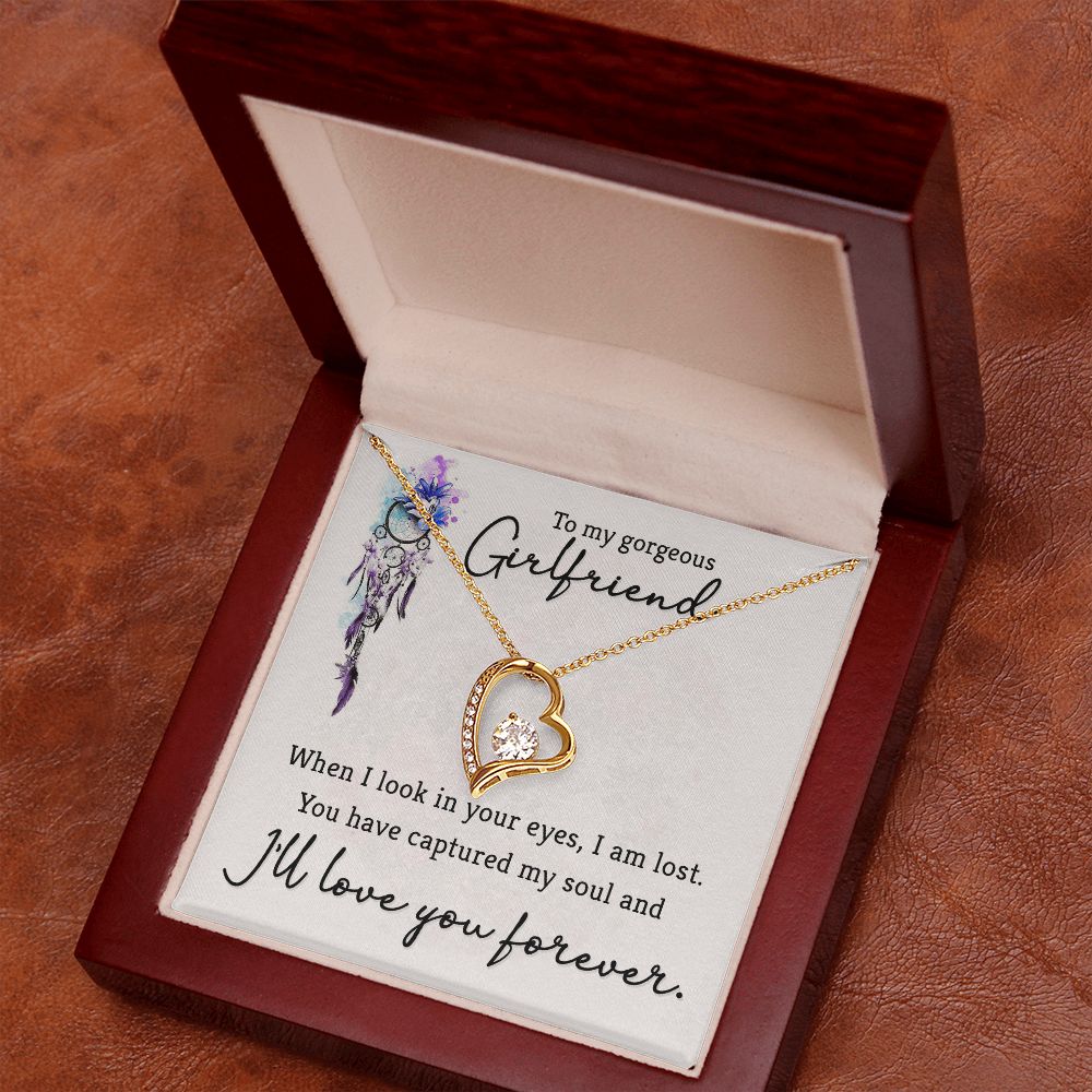 To My Girlfriend When I Look in Your Eyes Forever Necklace w Message Card-Express Your Love Gifts