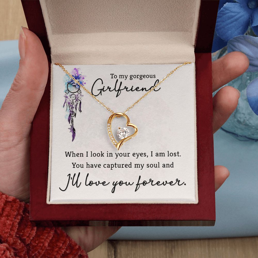 To My Girlfriend When I Look in Your Eyes Forever Necklace w Message Card-Express Your Love Gifts
