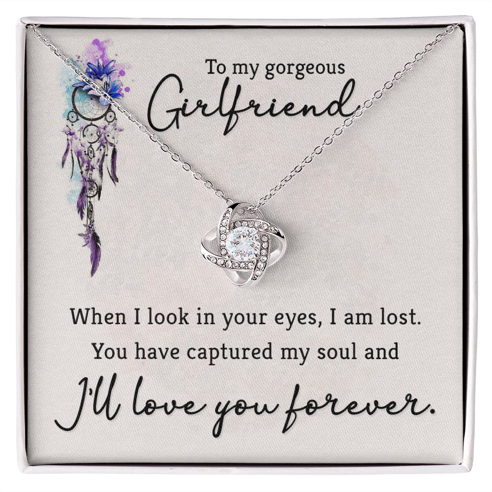 To My Girlfriend When I Look in Your Eyes Infinity Knot Necklace Message Card-Express Your Love Gifts